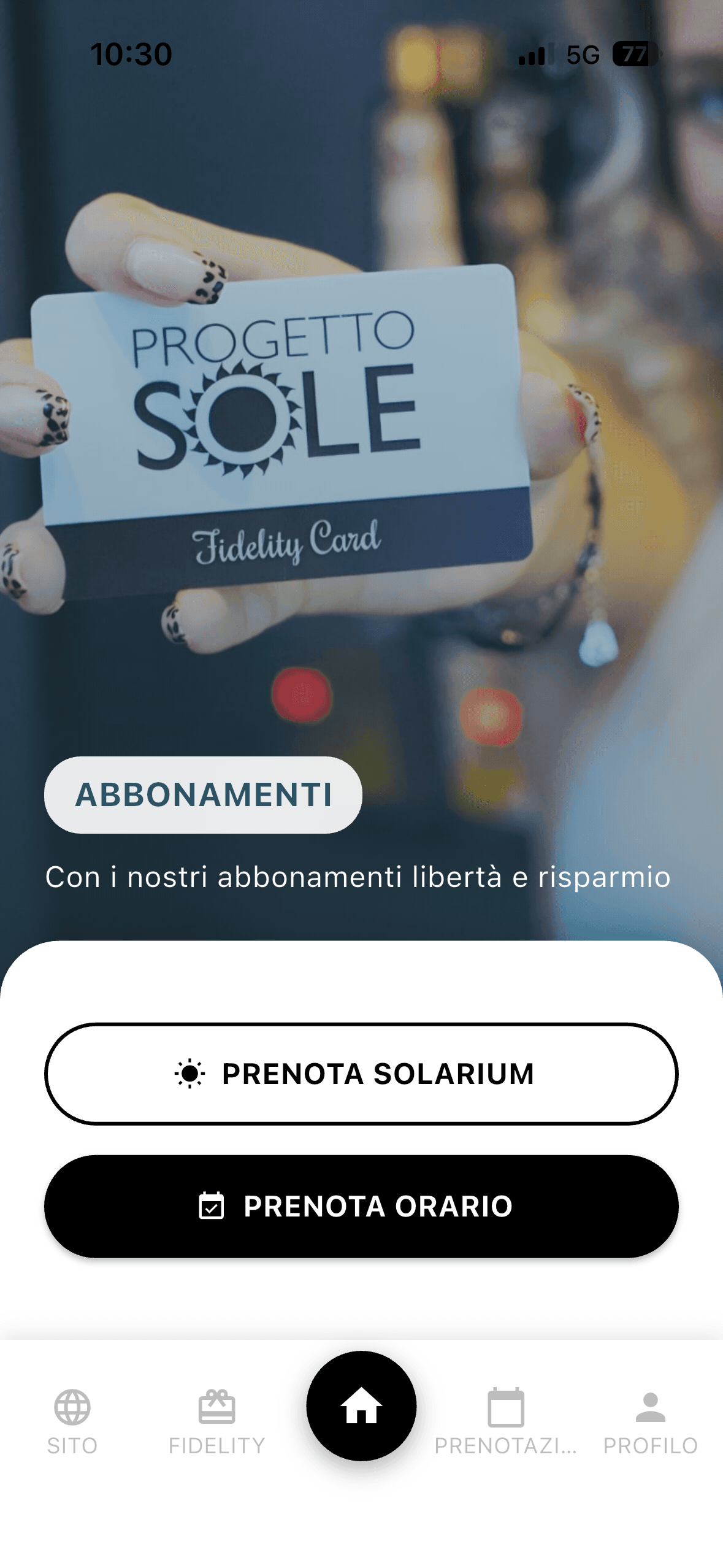 Prenotazione servizio nell'app brandizzata Prenova per centri estetici