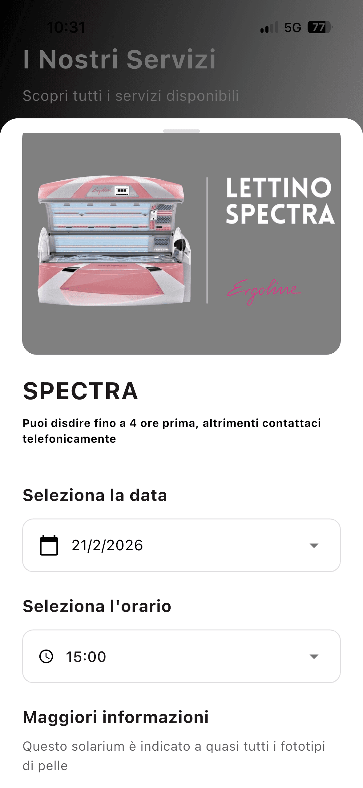 Storico trattamenti cliente nell'app mobile brandizzata Prenova